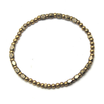 Buddha Stones Vintage Distressed Simple Design Copper Brass Beads Wealth Bracelet