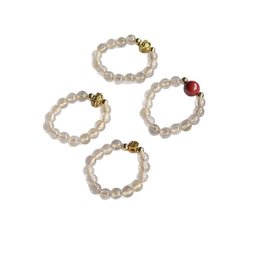 Light luxury natural crystal ring golden rutilated quartz