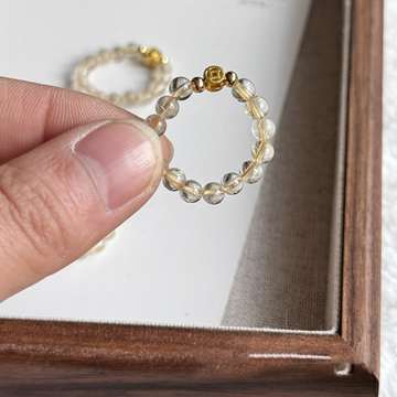 Ring Gold Rutilated Quartz Coin