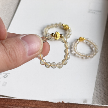 Golden rutilated quartz lotus ring