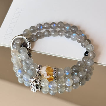Gray Moonlight Silver Ring Double Ring