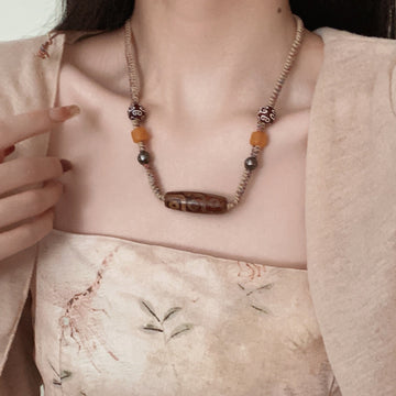 Dzi Bead Necklace (Brown)