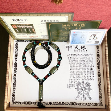 No. 3 exquisite green dzi necklace with high-end box and certificate
