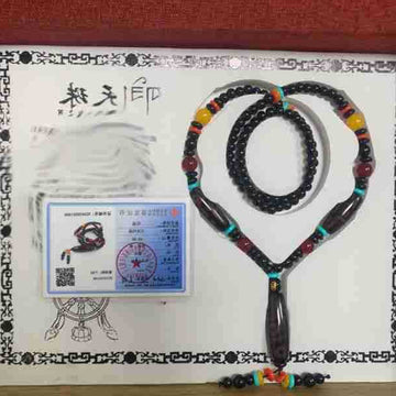 No. 2 Black Dzi Bead Necklace with High-end Box and Certificate