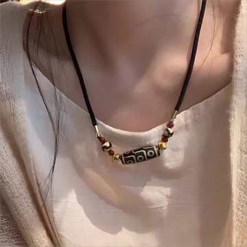 Nine-Eyed Dzi Bead Necklace