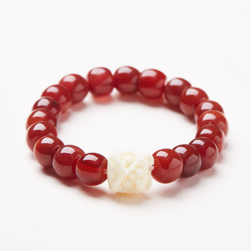 Enlightened Lion Red Agate Bracelet