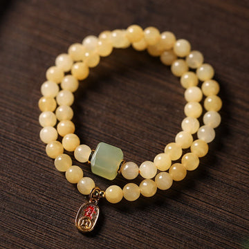 FREE Today: Protection and Wealth Topaz Beads Jade Cube Double Wrap Bracelet