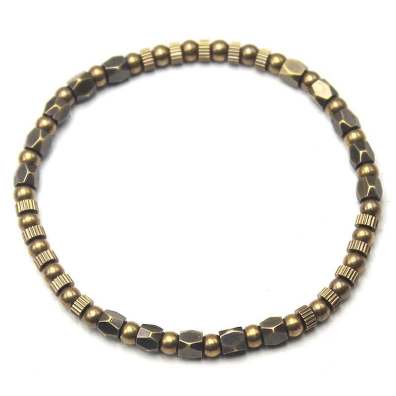 Buddha Stones Retro Distressed Irregular Design Copper Brass Luck Bracelet