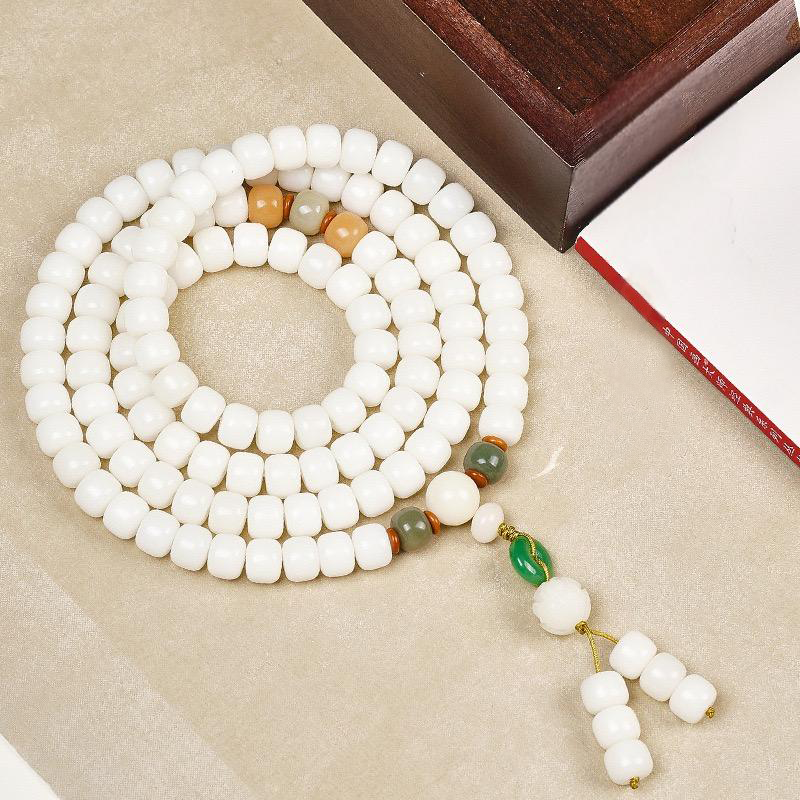 White jade bodhi 8*10mm [lotus peace buckle] 108 pieces