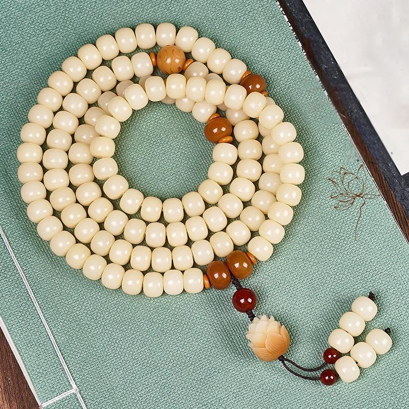 White jade bodhi 8*10mm [fire lotus] 108 pieces