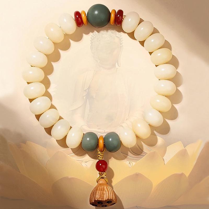 White jade bodhi 9*6mm single circle [lotus style]