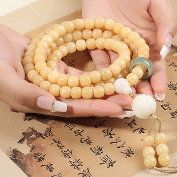 Weathered Bodhi [White Lotus] 9*10mm 108 pieces