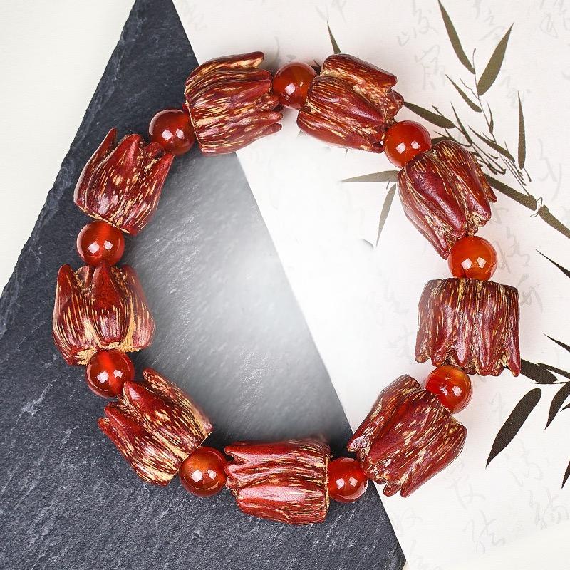 Natural bleeding lotus bodhi seed bracelet