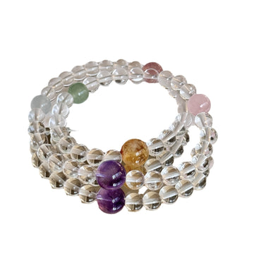 Natural Five Elements Multi-Treasure White Crystal Bracelet Amethyst Green Ghost Strawberry Crystal Multi-Treasure Single Circle Bracelet