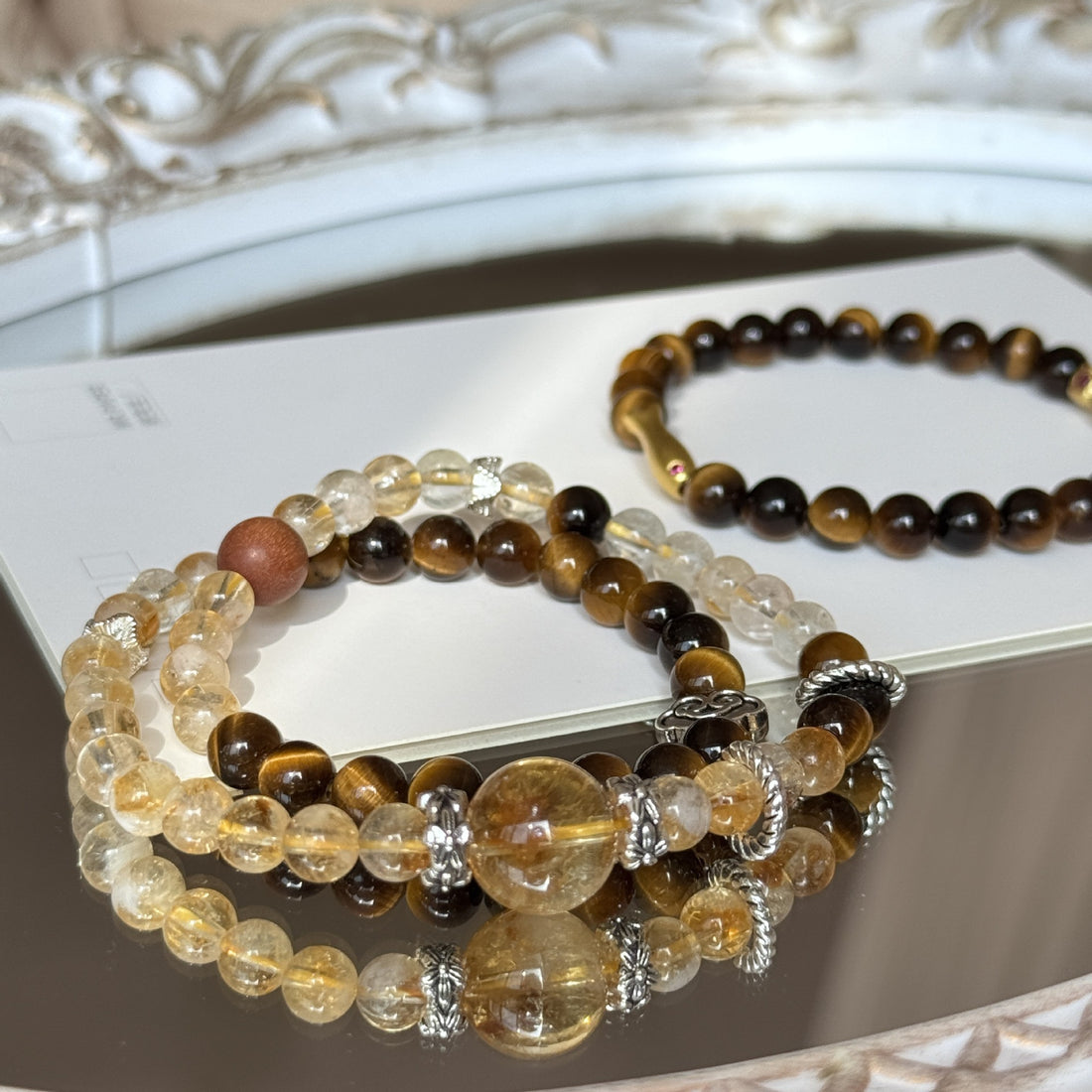 Natural citrine bracelet gold tiger eye double circle crystal bracelet