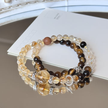 Citrine Tiger Eye Double Circle