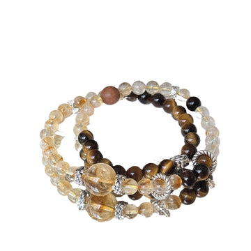 Natural citrine bracelet gold tiger eye double circle crystal bracelet