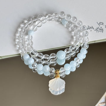 Aquamarine main sea crystal double ring 6mm
