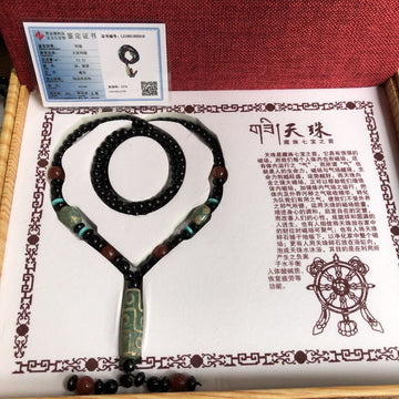 No. 1 Green Dzi Necklace with High-end Box and Certificate